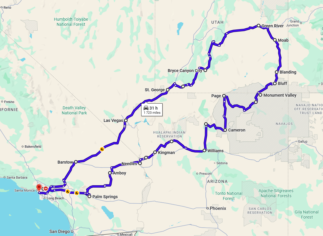Carte du parcours Ouest Sauvage